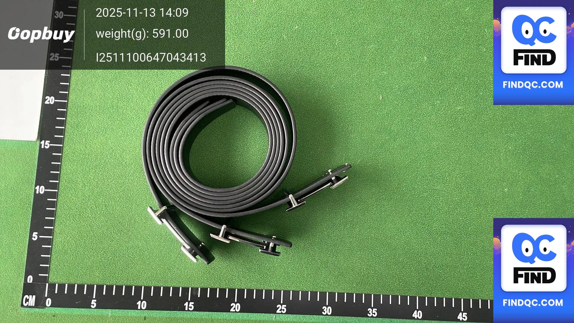 Men's Black Leather Belt with H Buckle QC