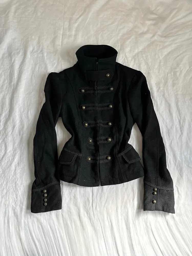 Gothic Rose Original Vintage Black High-End Fashion Versatile Jacket Stylish Unique Niche Design Top