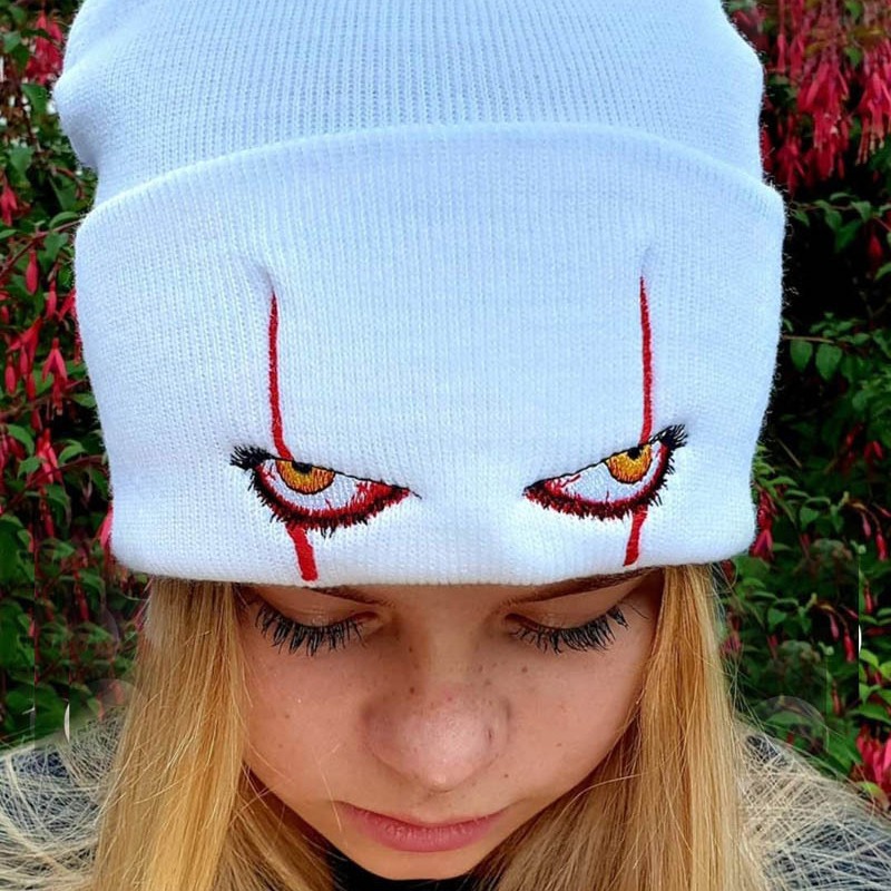Pennywise scary eyes horror clown eyes knitted hat warm pullover hip hop hat woolen hat