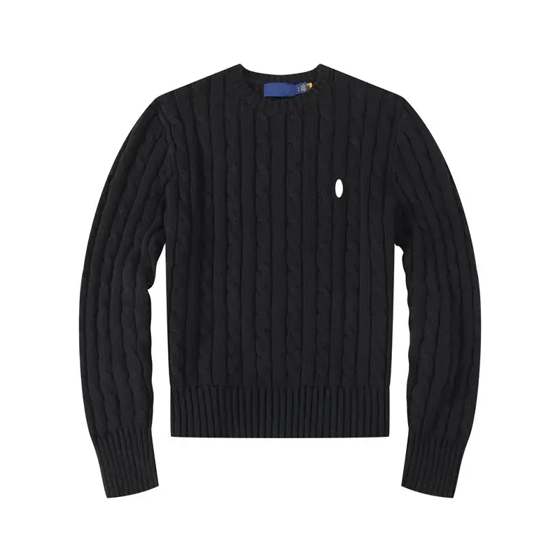 Autumn and Winter Round-Neck Women's Sweater Knitwear Pure Cotton Embroidered Logo Pullover Base Knit Long-Sleeve Cable Knit Loose Thick Style