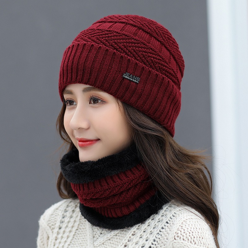 Hat Women's Winter Warm Thickened Wool Hat Korean Style Fashionable Knitted Cycling Wind-proof Hat Men's fleece-lined Pullover Ear Protection Hat