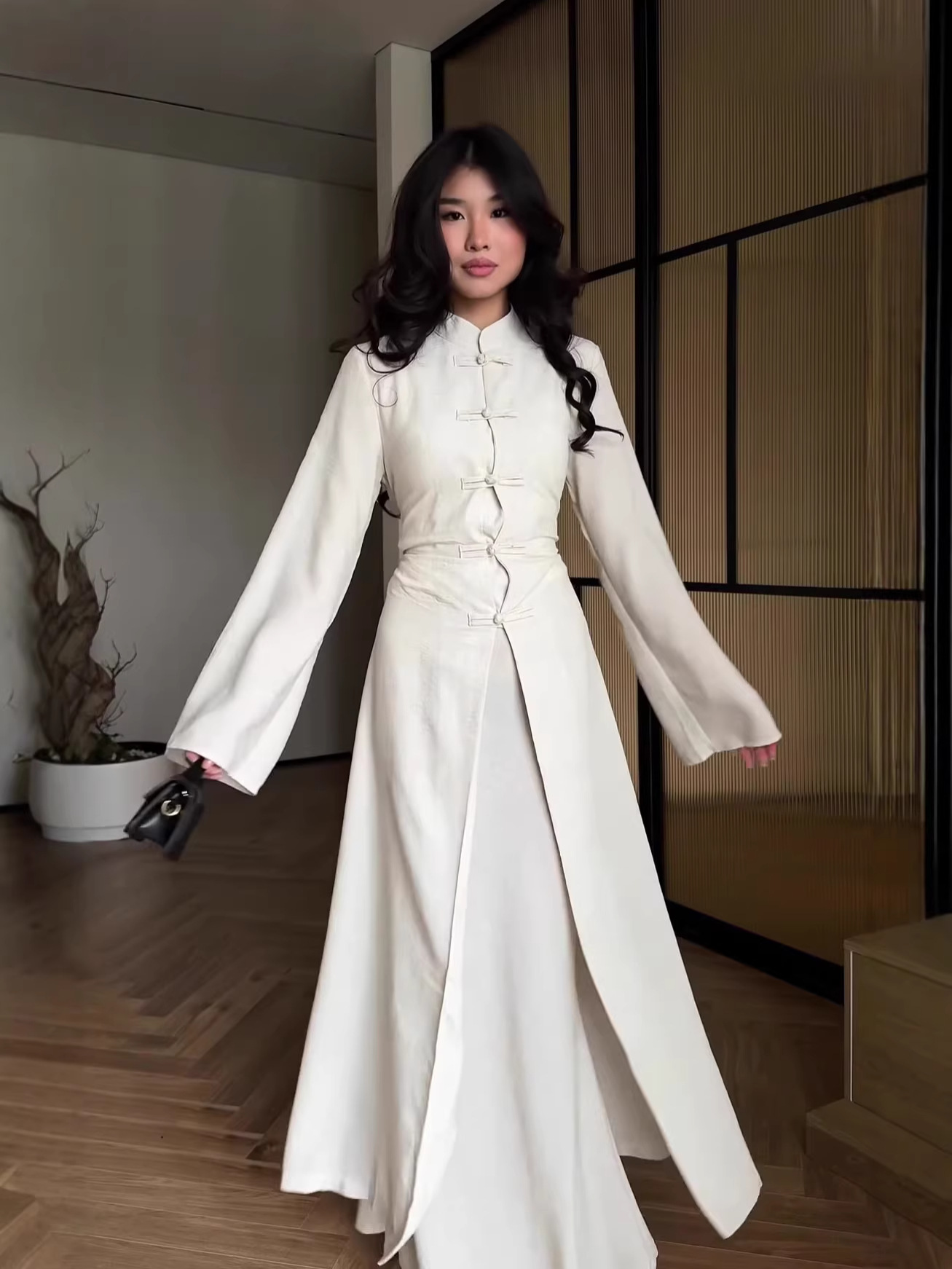 2026 Amazon European and American Cross-Border Spring New Style Oriental Elegant Long-Sleeved Long Dress Simple Suit