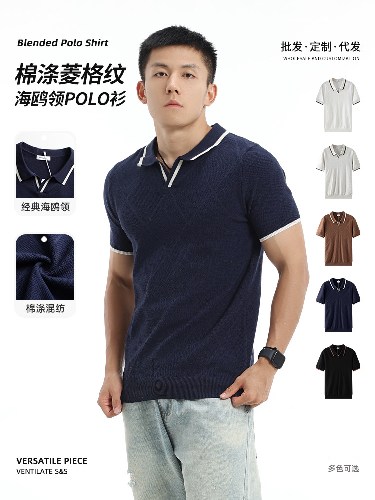 Men's Clothing, Light Luxury and High-End Style, Men's Short-Sleeved Polo Shirt, Summer Lapel Business Casual T-Shirt, Knitted Shirt for Men