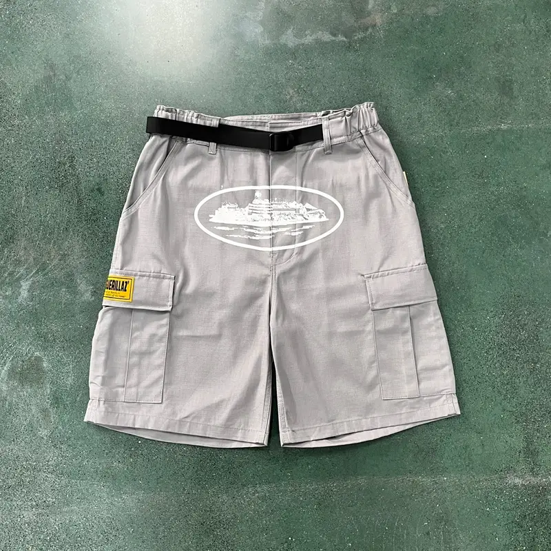 Corteiz Vibe American High Street Multi-Pocket Hip-Hop Cargo Shorts Men's Trendy Summer Loose Five-Point Shorts