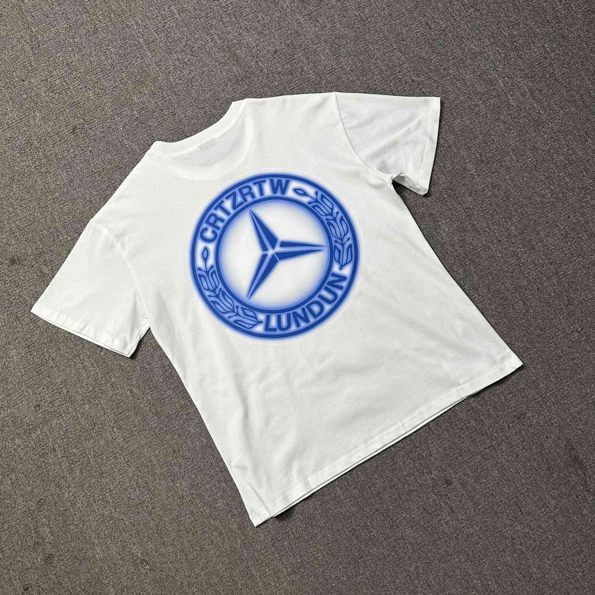 Cortiez Blue Triangle Star Print Short-Sleeved T-Shirt Men's Trendy Street Loose Round Neck Casual T-Shirt