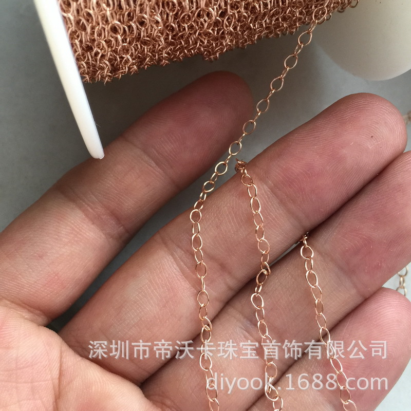 14K Gold-Filled Rose Gold 2.2mm Round Wire Cross Chain American Gold-Plated O-Chain Cable Chain Loose Chain