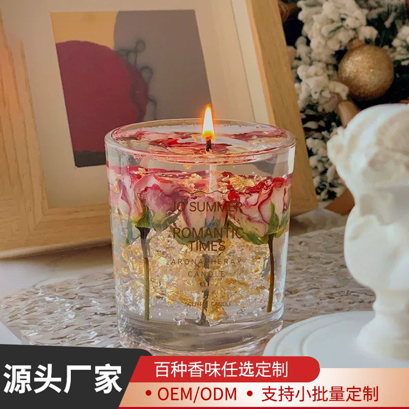 diy real flower jelly aromatherapy candle Cup creative hand gift for girls indoor bedroom lasting fragrance ornaments