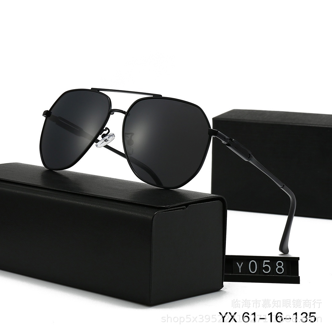 2025 Little Red Riding Book European and American Retro Classic Double Beam Large Frame Toad Goggles Fashion Polarized Sunglasses Aviator Sunglasses