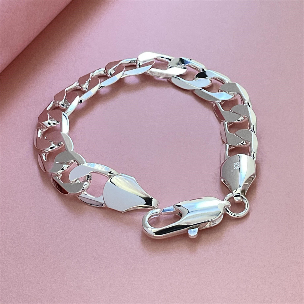 Foreign trade jewelry silver-plated 12MM one-to-one side bracelet little red book trembles popular bracelet in stock wholesale