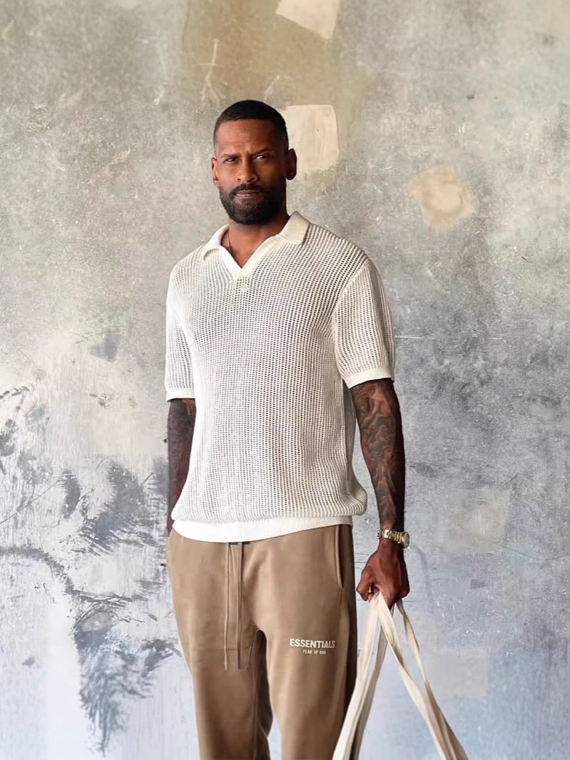 AIME ALD Mediterranean Cleanfit Niche Design High-quality Top Knitted Casual Hollow Short-sleeved T-shirt