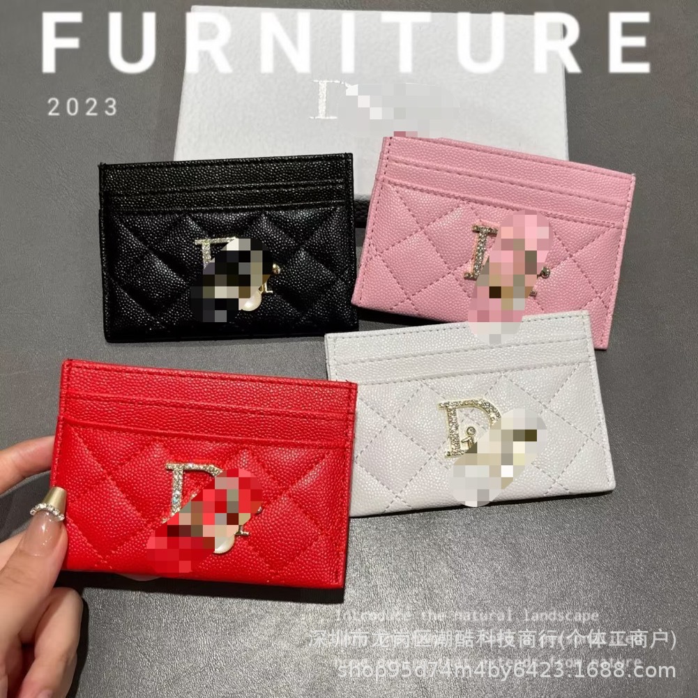 Powerful Manufacturer Spot Wholesale Card Holder Card Holder with Matching Mobile Phone Case Earphone Cover Strap Trendy Brand Big Brand Caviar
