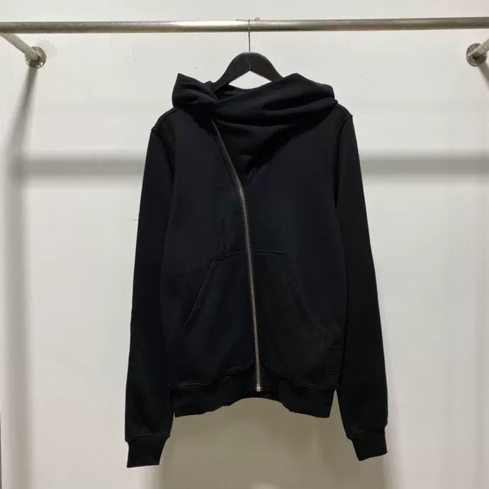 Winter dark secondary line beveled zipper wizard hat hooded brushed interior unisex casual long sleeved jacket