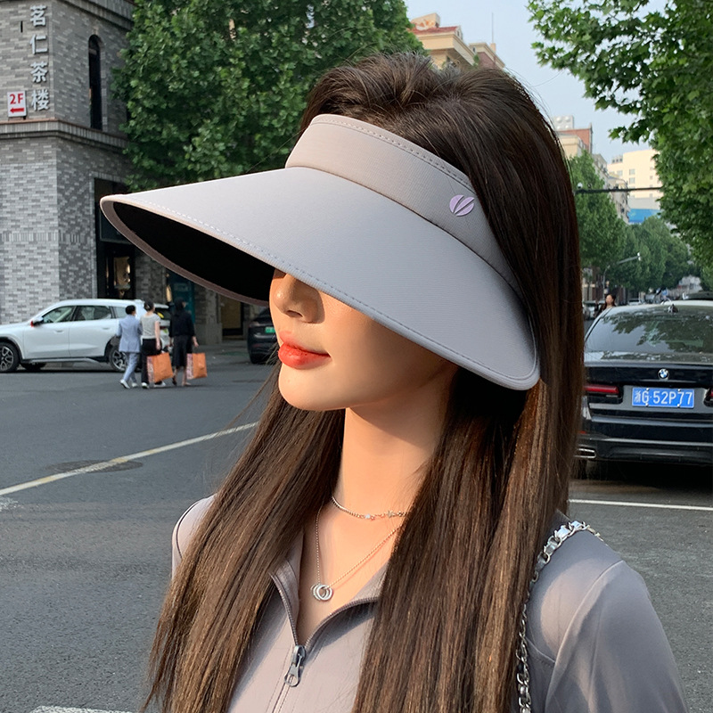 Sunscreen Hat Women's New Summer Large Eave Face-Covering Sun Hat UV-Retaining Empty Top Riding Showing Face Small Sun Hat
