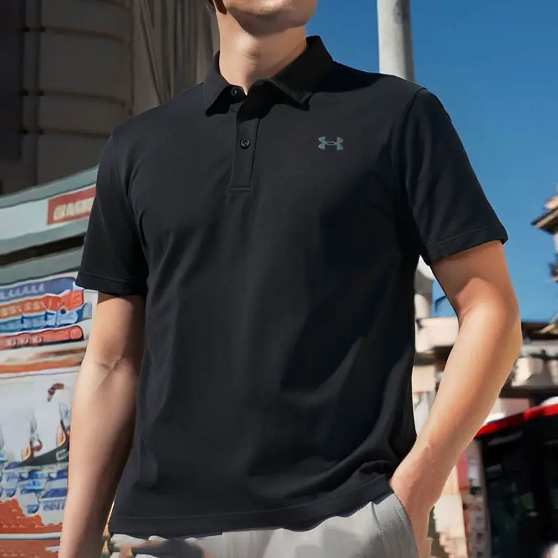 Ua under Armor Official Short-Sleeved T-Shirt Men's Summer New arrival Black Sportswear Breathable Business Golf Polo Shirt