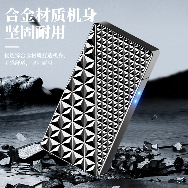 Factory direct black technology direct windproof inflatable Wenzhou lighter metal cross-border voice-activated Langsheng rechargeable lighter