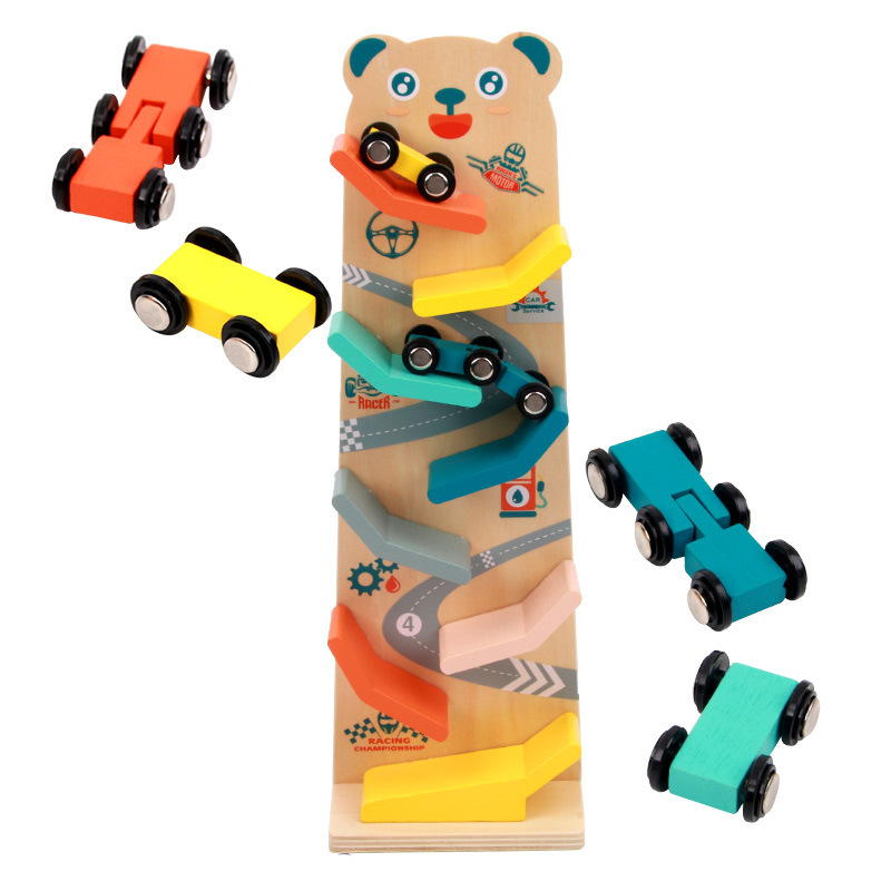 Children's multi-layer double-sided track glider toy freewheeling racing car slide racing fun car