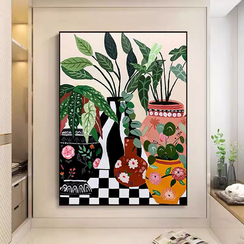 Matisse Abstract Living Room Decorative Painting American Retro Flower Sofa Background Wall Floor Painting Bedroom Art Hanging Painting