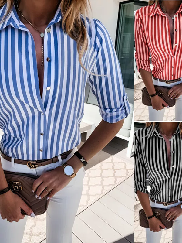 Casual Button Striped Printed Shirt Casual Button Striped Printed Long-Sleeve Shirt QC photo from TAOBAO on Qualit.ly
