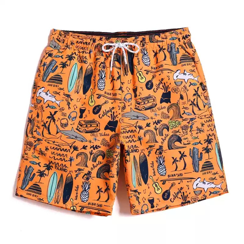 European Spanish Straight-Leg Beach Shorts, Loose Casual Sublimation Quick-Dry Shorts, Customizable with Logo, Trendy Brand