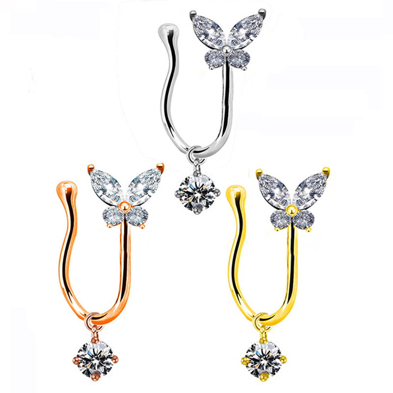 Gaby Europe and the United States cross-border letter nose ring butterfly nose ring five-star nose ring moon nose ring nose clip factory spot