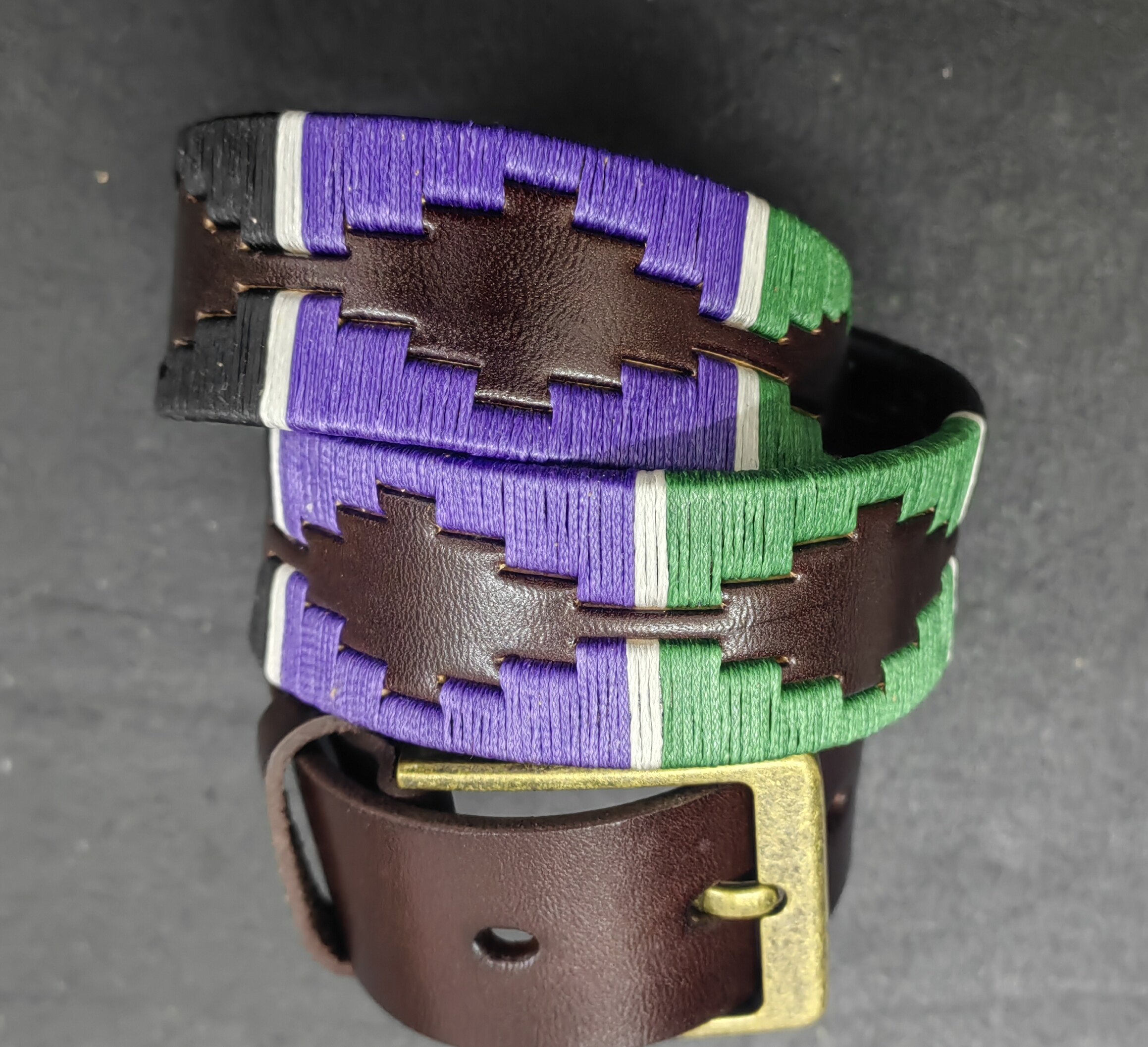 Equestrian Sports Belt, First Layer Cowhide, Hand-Stitched