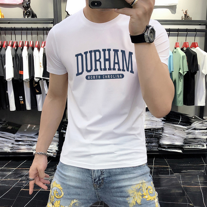 Men's Short-sleeved 2025 Fashionable Letter Printing Round Neck White T-shirt Men's Half-sleeved Summer Men's Top