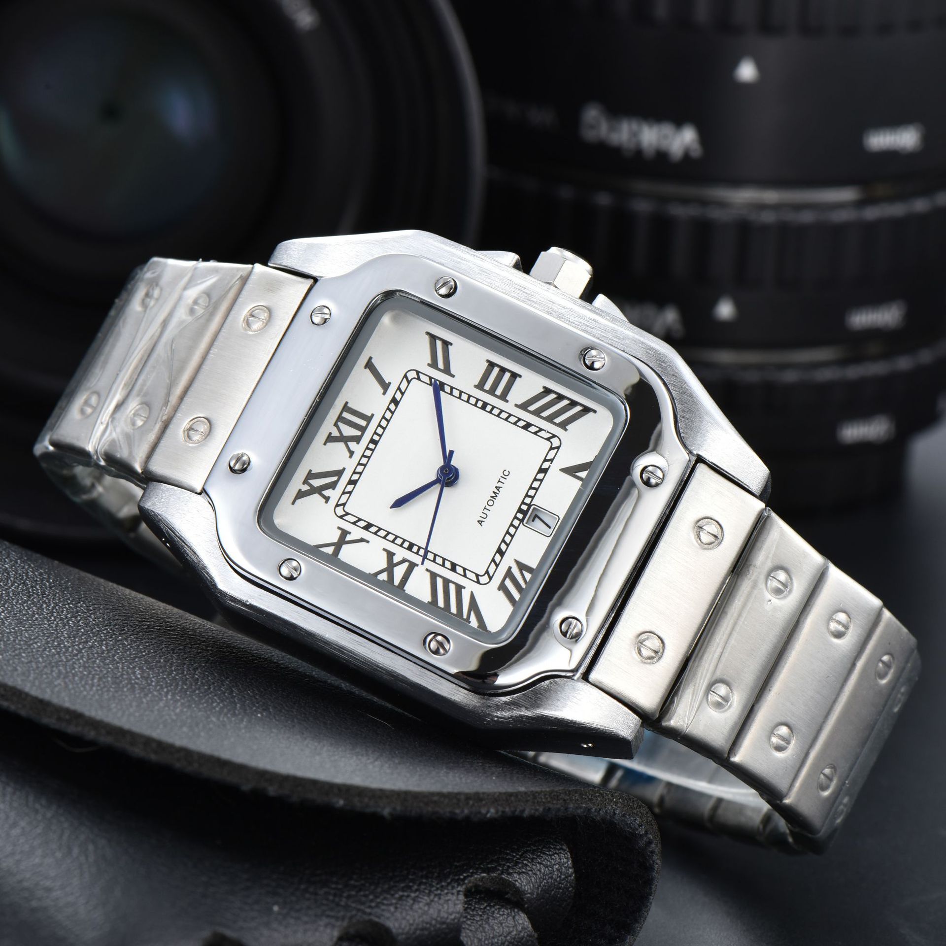 2024 men's stainless steel 3-pin square NIRICHA watch quartz second run calendar watch manufacturers wholesale one piece