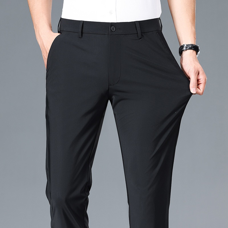 Men's Business Formal Trousers New Style Elastic Straight Casual Suit Pants Men's Spring and Summer Middle-Aged Pants