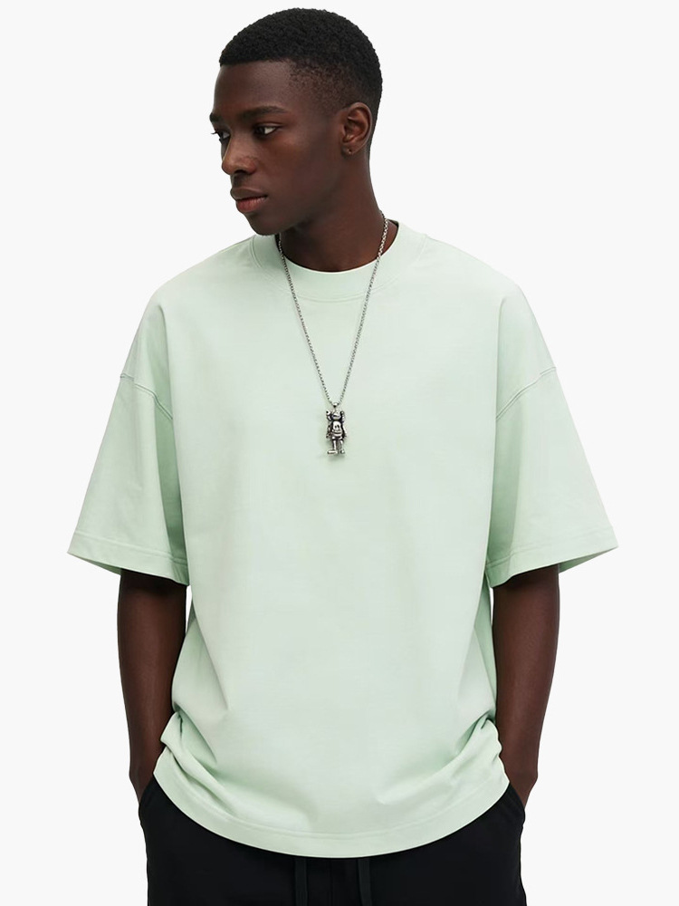 Amazon Cross-Border Hot-Selling 310g Short-Sleeve T-Shirt for Men, Summer Drop-Shoulder Loose Casual Ins Versatile Top, Customizable