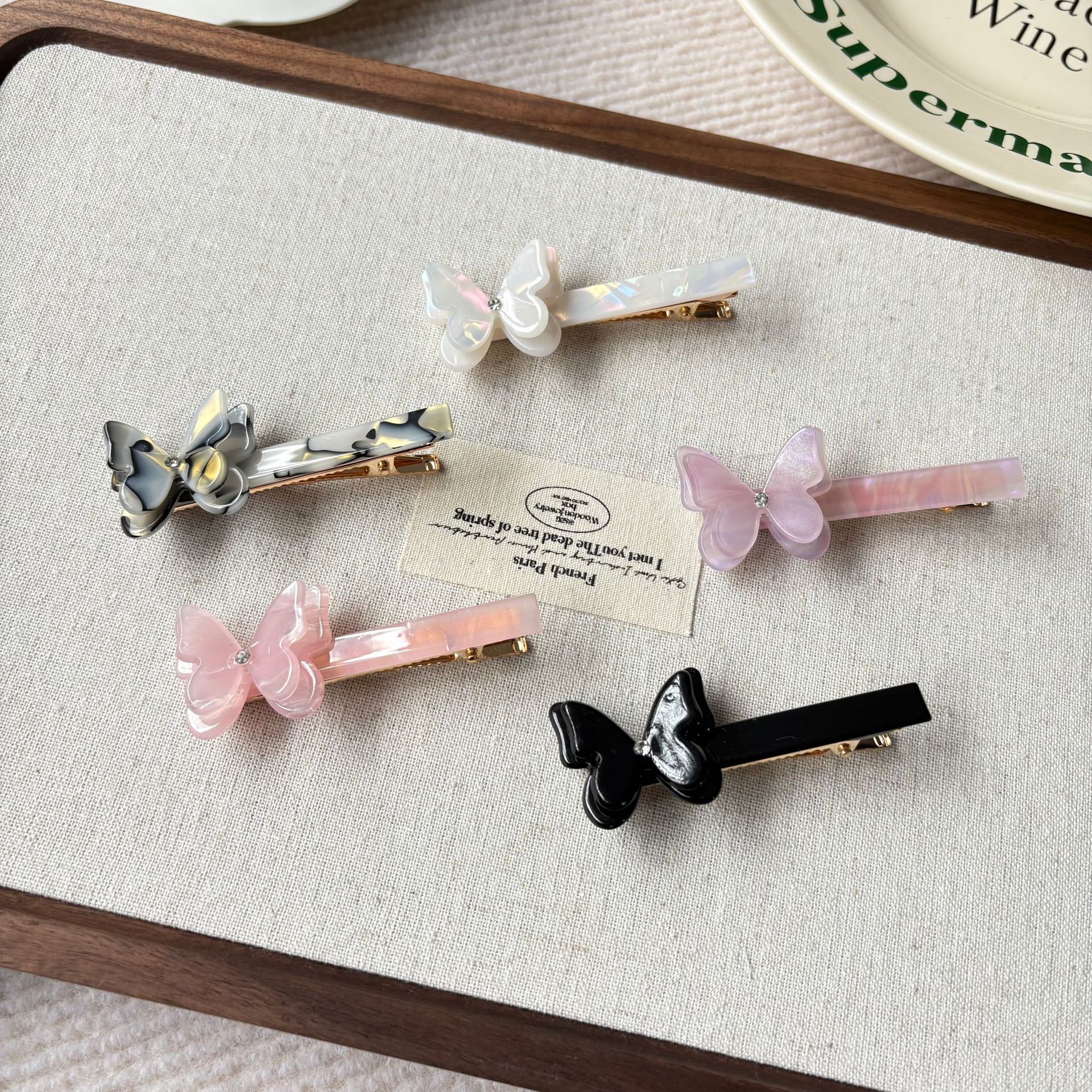Korean Acetic Acid Three-dimensional Butterfly Hairpin 2025 Early Spring Accessories Hairpin High-grade Bangs Side Clip Duckbill Clip for Women