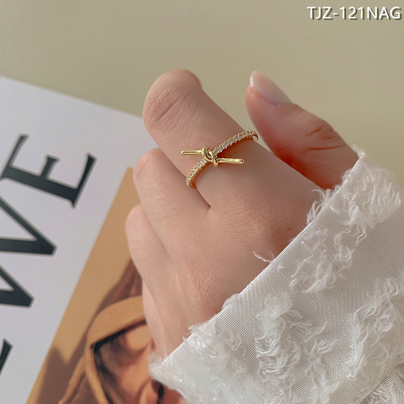 [Real Gold Plating] Opening Adjustable Ring Copper Fine Flash Niche Japanese Light Luxury Internet Celebrity Ring Women's Instagram Fashion