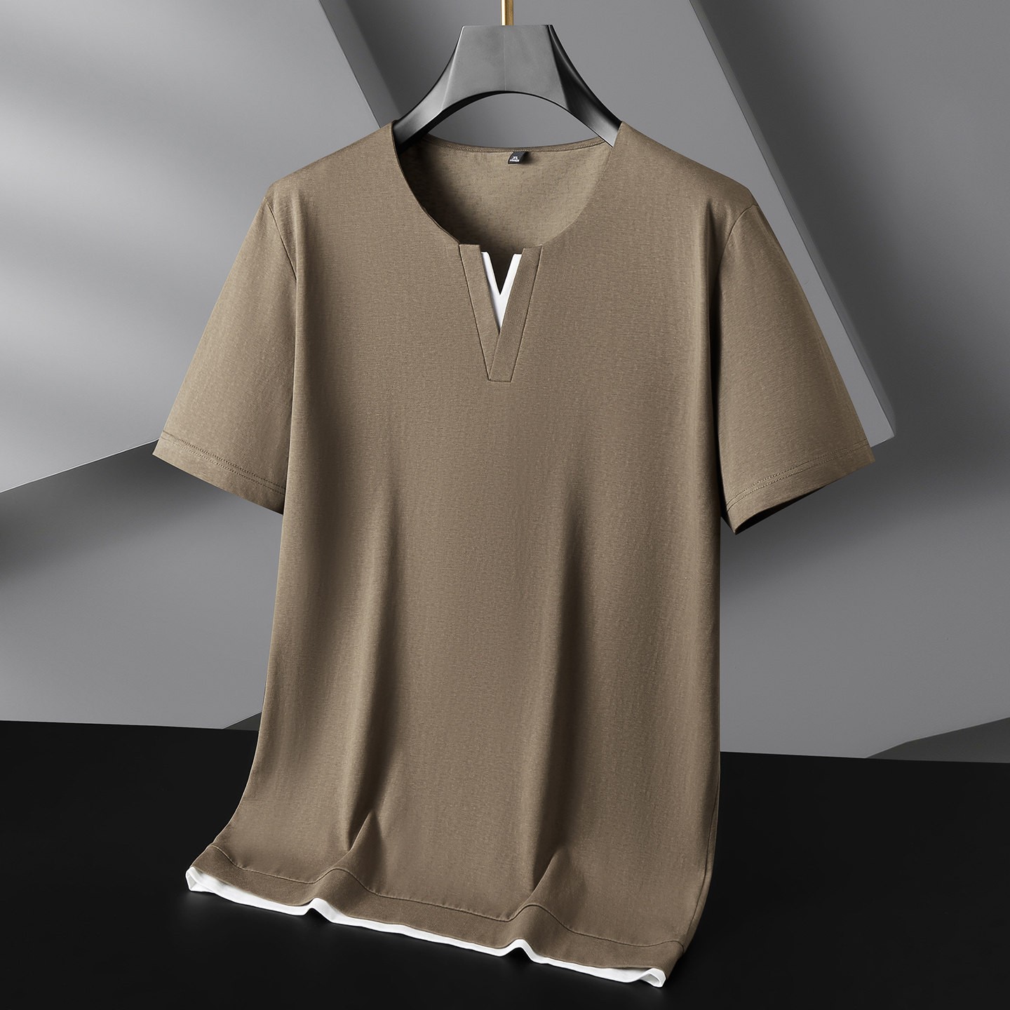 Fat Brother 2026 Trendy V-Neck Short Sleeve T-Shirt for Men, Plus Size, Summer Cotton Sweatshirt, Loose Casual Style for Big Guys