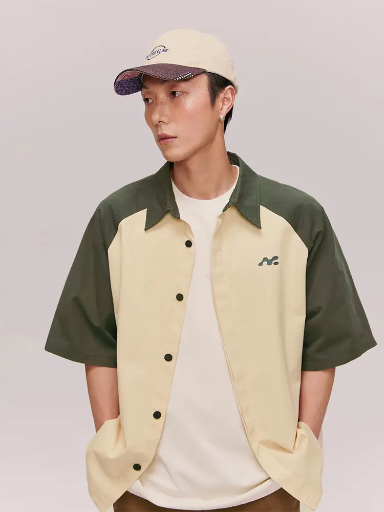 No One Else Patchwork Loose shirt Men's and Women's 2025 Summer New Products Retro College Print Short Sleeves Tops