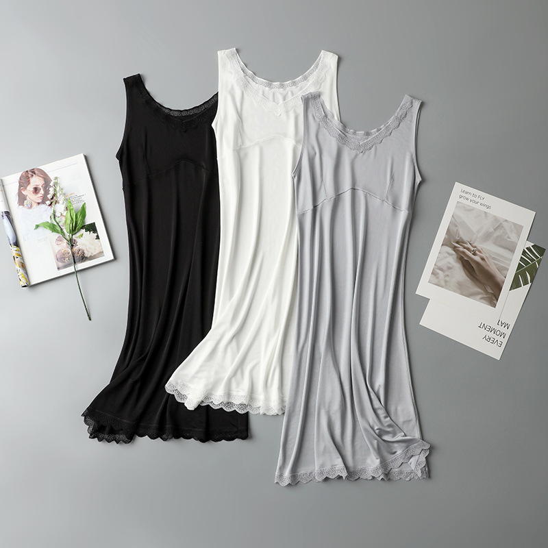 Spring and Summer High-end Knitted Silk Camisole Vest Skirt Nightdress Mulberry Silk Loose V-neck Base Home Dress