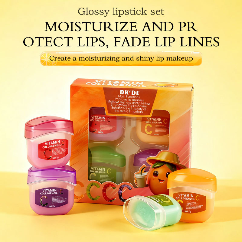 【Foreign Trade】Foreign Trade English Cross-Border Temu 4-Pack Lip Mask Set Winter Moisturizing Dry Lip Balm