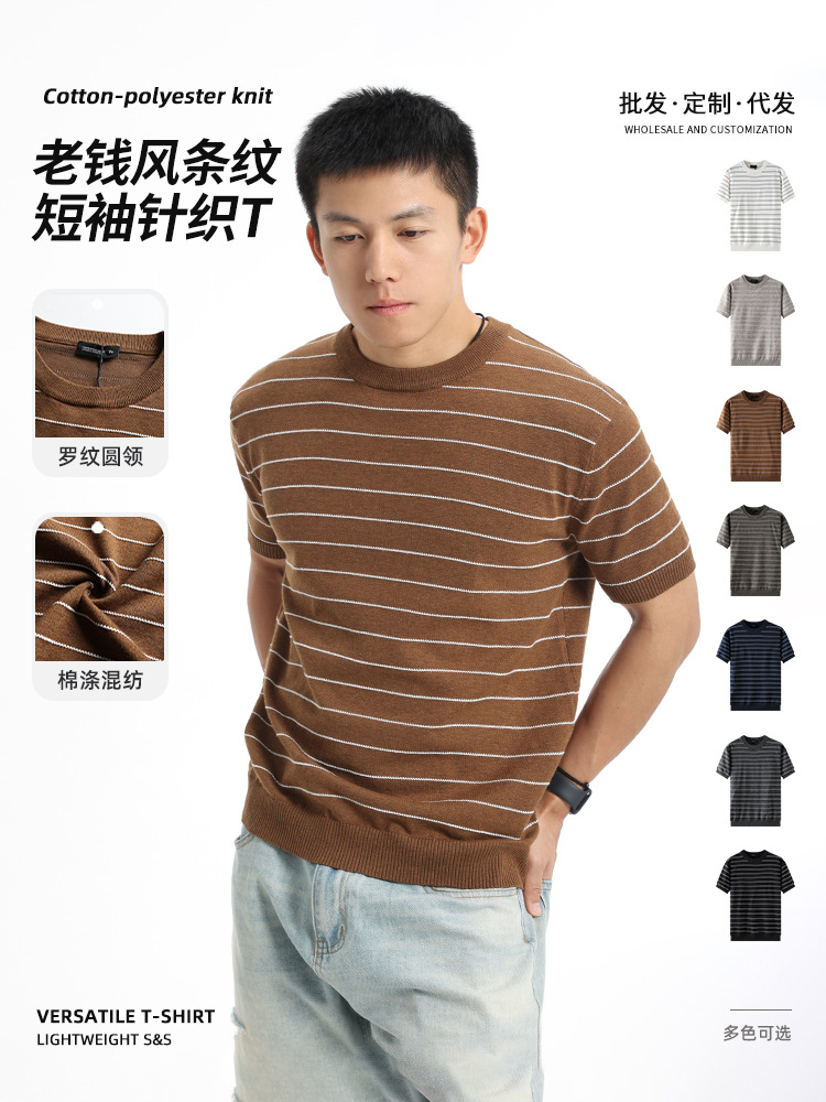 Men's Luxury Short-Sleeve T-Shirt with a High-End Feel, Summer American-Style Heavy Cotton Casual Trendy Brand Top