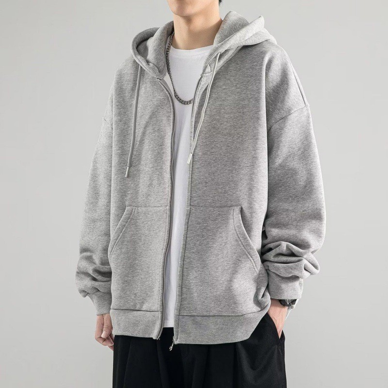 Cross-Border Hot-Selling Amazon Men's and Women's Plastic Zipper Hooded Sweatshirt European Size Fleece-Lined Autumn and Winter Cardigan 2026