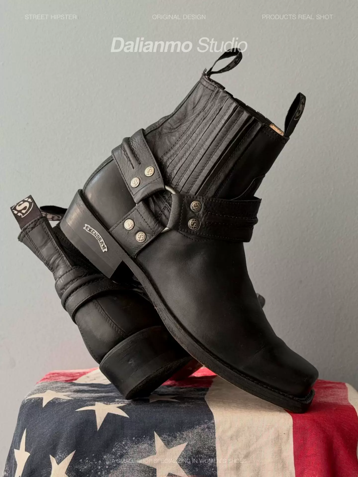 Black Short Boots for Women, Vintage Distressed Chelsea Boots, Square Toe Chunky Heel Boots, Short Boots, Height-Increasing Vintage Boots, Slip-On Boots