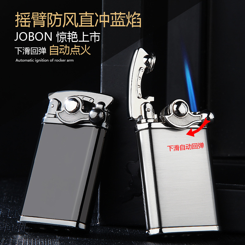 Jobon Zhongbang Manufacturers Best Selling New Style Gas Lighters Men's Personalized Creative Automatic Spring Arm Straight Lighters