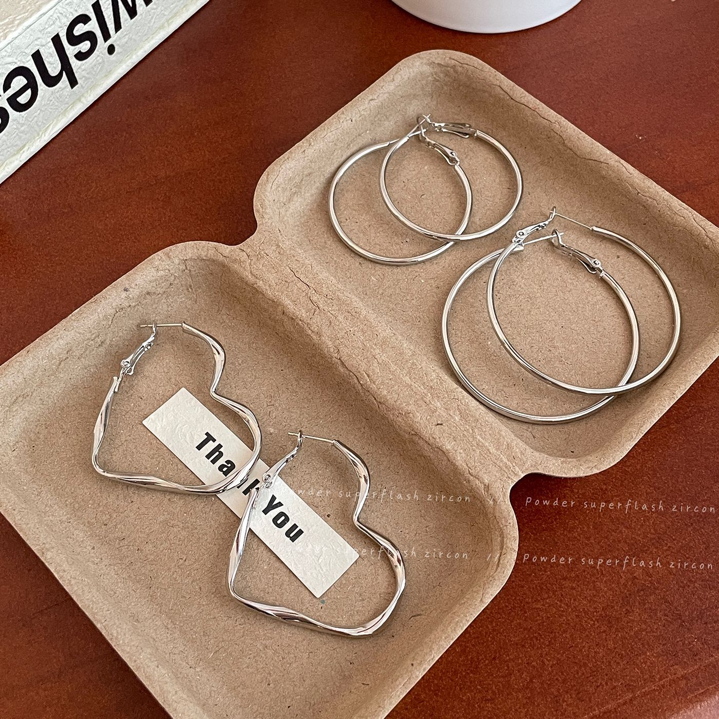 A Cold Style Plain Silver Big Ear Ring Women's Silver Needle Simple Geometric Round Earrings European and American Exaggerated Daily Earrings