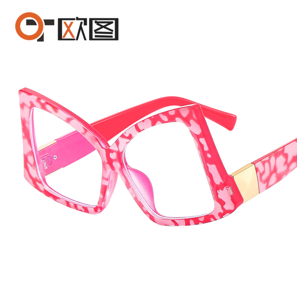 Personalized Fashion Big Frame Butterfly Flat Mirror European and American Cross-border Anti-blue Glasses Frame Color Fashion Glasses 9564