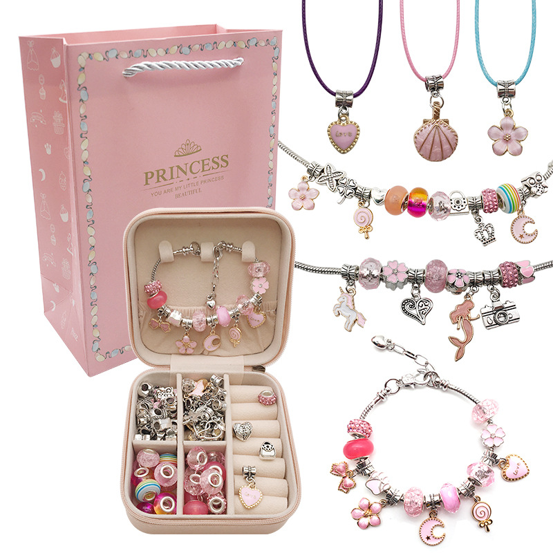 3 children diy handmade beaded bracelet birthday gift 6-12 years old girl creative jewelry suit gift box