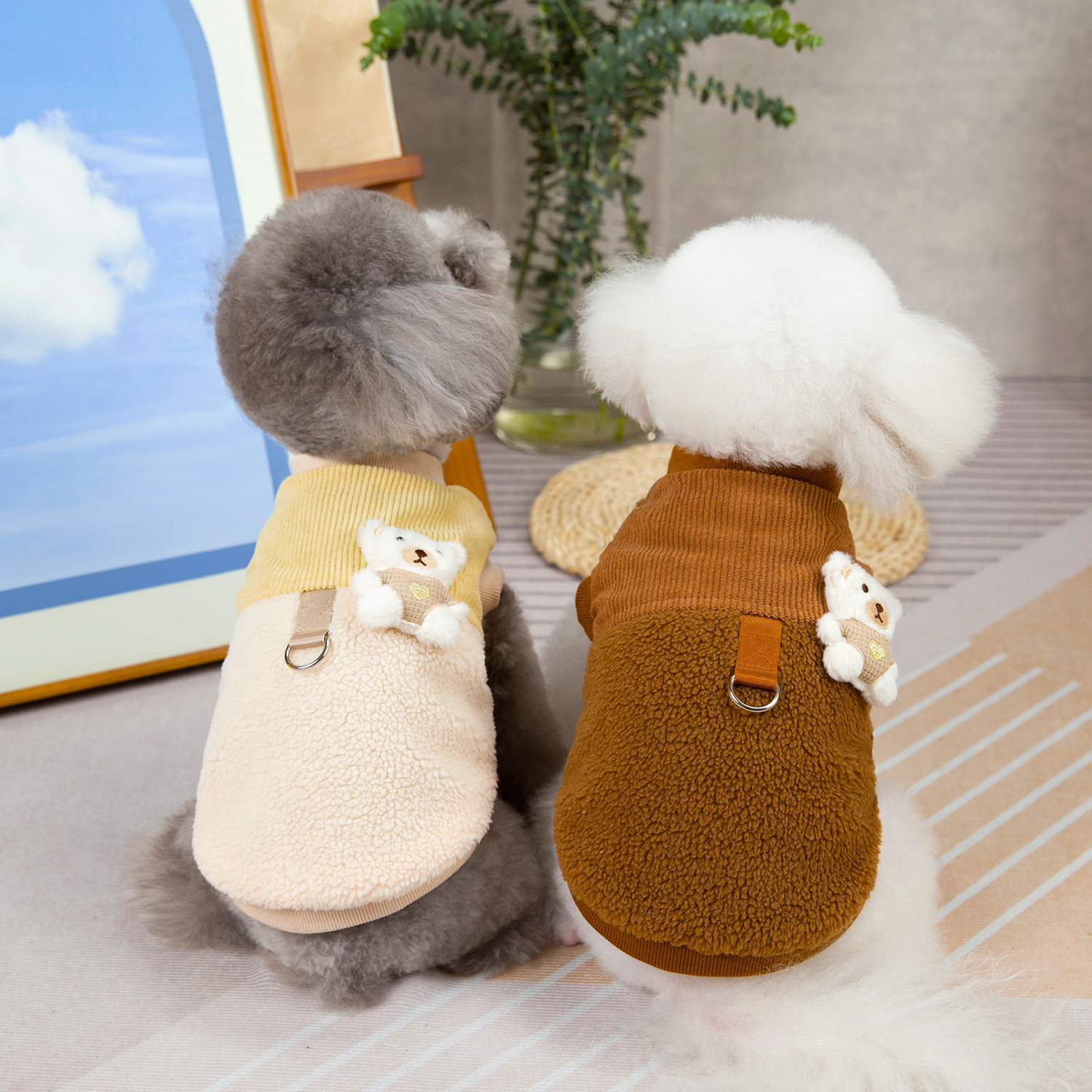 Pet clothes autumn and winter new pet clothes dog clothes teddy cat clothes 24 corduroy stitching cotton-padded clothes