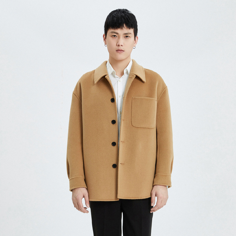 2024 New Autumn and Winter Lapel Woolen Outwear Men's Double-Sided Woolen High-End Business Jacket Casual Outwear Trendy