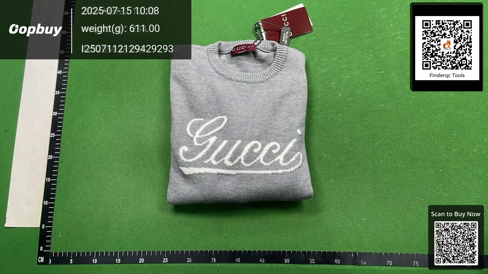Correct Version 24ss G Family Grey Letter Jacquard Crewneck Sweater Handwritten Logo Intarsia for Men and Women