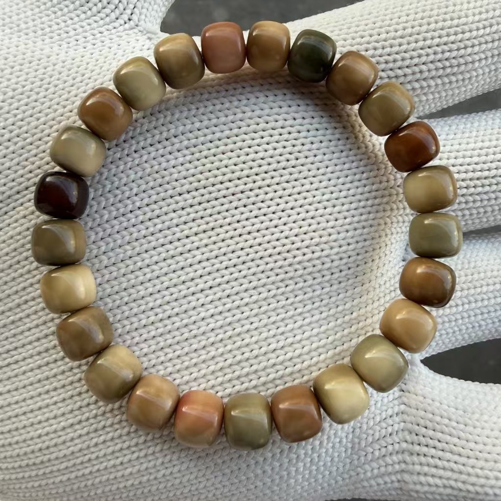 Live Streaming Source of Goods, Direct Sales from Manufacturers, Original Ecological Dragon Spine Gradient Multi-Jade Stone Bodhi Root Bracelet, Prayer Beads Wholesale