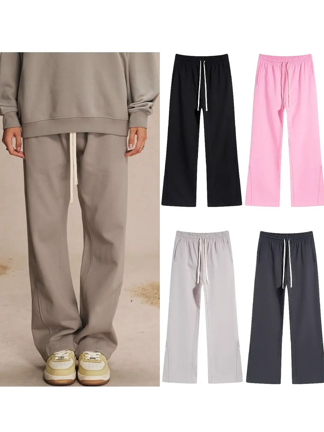 430g Heavyweight American-Style Flared Drape Pants for Men and Women, Cleanfit Sports Versatile High-Street Lazy Casual Sweatpants
