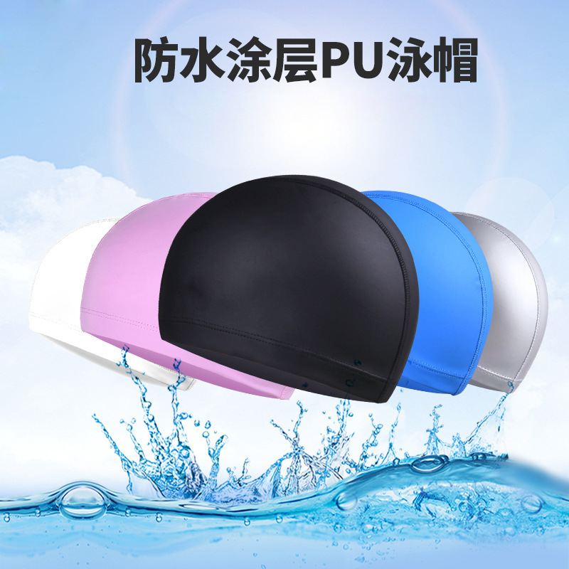 Solid Color Summer Hot Selling Pu Swimming Cap Unisex Light Plate Printed Logo Swimming Cap High Elastic Waterproof Versatile Swimming Pool