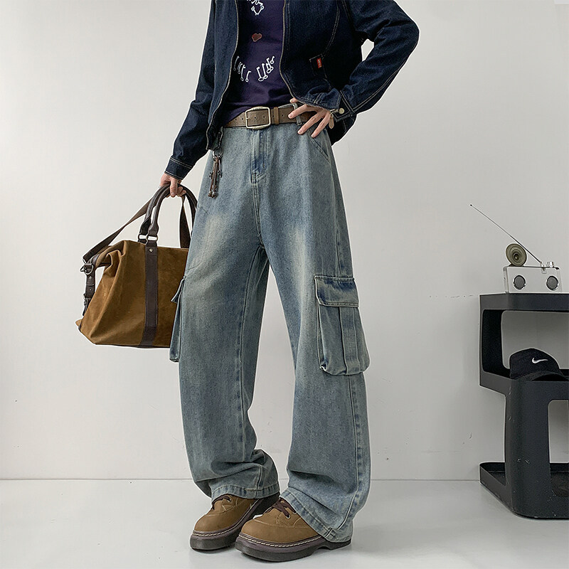 Coil Jeans Men's 2025 Spring American Style Retro Straight Loose Wide Leg Pants Fashionable Korean Style Trousers for Men