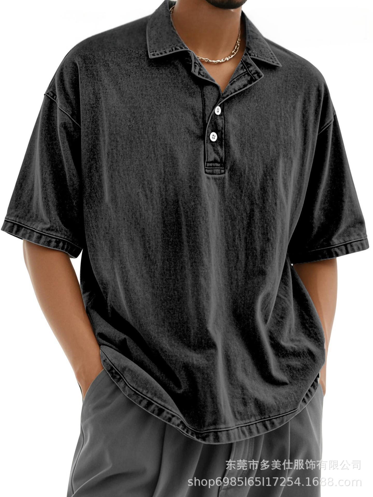 2026 Cross-Border Amazon Independent Site Men's Pure Cotton Casual Versatile Short-Sleeve Button-Down Polo Shirt for Men